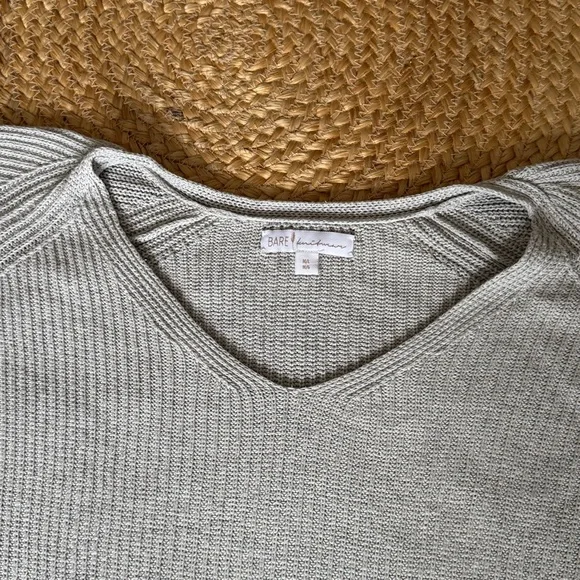 Bare Knitwear V-Neck Sweater in Light Gray - Picture 2 of 11
